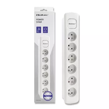 Qoltec grenuttag 6 uttag 1,8 m vit