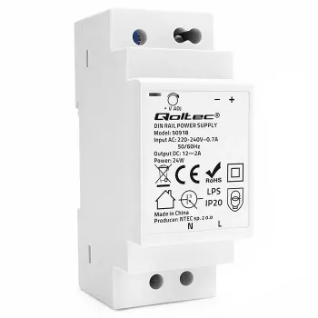 Qoltec DIN-skenaggregat 24W 12V 2A grå