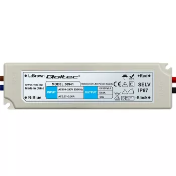 Qoltec LED-nätaggregat 36W 12V 3A IP67 vattentät