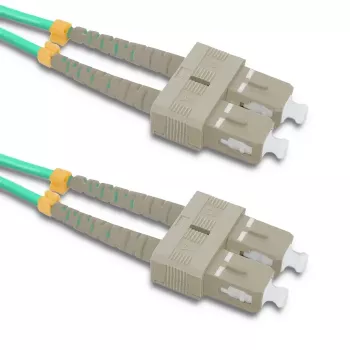 Qoltec SC/UPC till SC/UPC duplex multimode OM4 fiberoptisk patchkabel, 5 m, aqua