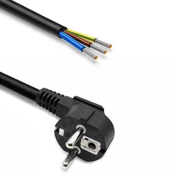 Qoltec nätkabel vinklad SCHUKO CEE 7/7 (E/F) koppar avskalad förtennad 3x1,50 mm² 5 m svart