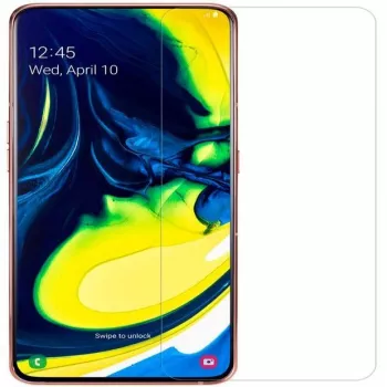 Evelatus Samsung Galaxy A80 0,33 mm platt klar härdat glas skärmskydd med japanskt lim och antistatisk beläggning