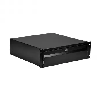 EFB-Elektronik 19 inch 3U tangentbords-/dokumentlåda, låsbar, RAL 9005 djupsvart