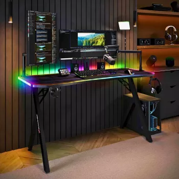 X Rocker Lumio XL RGB gamingbord med RGB-belysning & musmatta, 140 cm