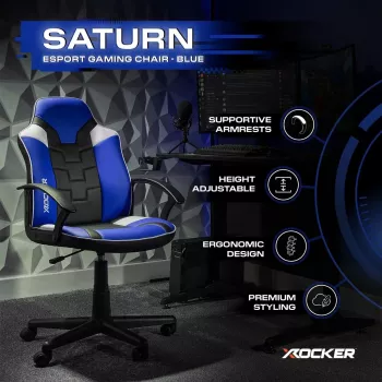 X Rocker Saturn gaming skrivbordsstol för barn & ungdomar - blå