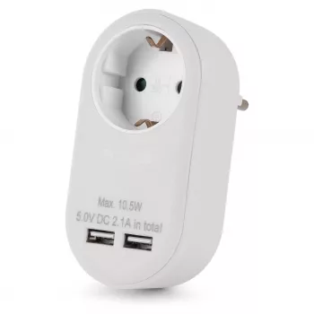 ENTAC uttagsadapter med 2x USB-A vit