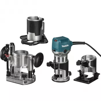 Makita RT0702CX3J kantfräs 710W 8mm spännhylsa med 3 baser MAKPAC-väska
