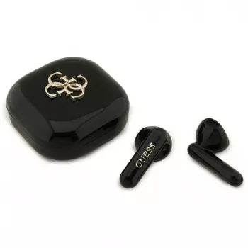 Guess 4G Metal Logo True Wireless Stereo Bluetooth-hörlurar med laddningsetui (svart)