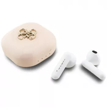 Guess 4G Metal Logo True Wireless Stereo Bluetooth 5.0-hörlurar med laddningsetui - rosa