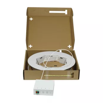 SYNERGY21 FTTH Compact Box förmonterad, 2xLC/APC -> Open End, 20m, 9/125µm, G.657.A2, 2-fiber, OD=2,2mm