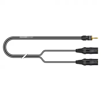 Sommer Cable SC-Onyx 2025 MKII stereosplitkabel, 2 x 1 x 0,25 mm², 3,5 mm stereominikontakt till 2x XLR-kontakt 3-pol., HICON, svart, 2,5 m (ON9V-0250-SW)