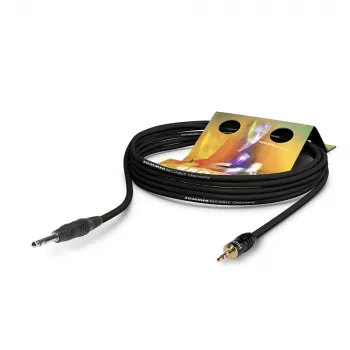Sommer Cable Club Series MKII patch-/insertkabel, 2 x 0,34 mm², 6,3 mm stereotelepropp till 3,5 mm stereo minitelepropp, HICON, svart, 0,25 m (CS63-0025-SW)