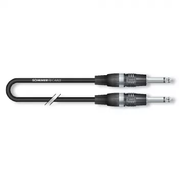 Sommer Cable Tricone MKII instrumentkabel, 1 x 0,22 mm², 6,3 mm monokontakt till 6,3 mm monokontakt, HICON, svart, 3 m (TRWT-0300-SW)