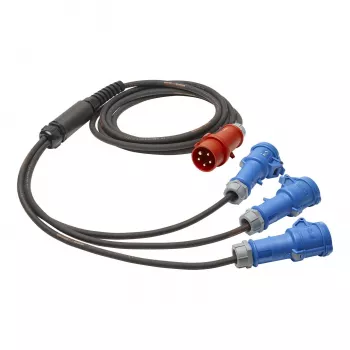 Sommer Cable Titanex strömfördelningskabel, CEE-kontakt 16A 5-polig till 3x CEE-uttag 16A 3-polig, H07RN-F 5 x 2,5 mm², MENNEKES, svart, 5 m (GSH4-525H0500)