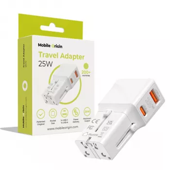 Mobile Origin reseadapter 25W EU/US/UK/AU, vit