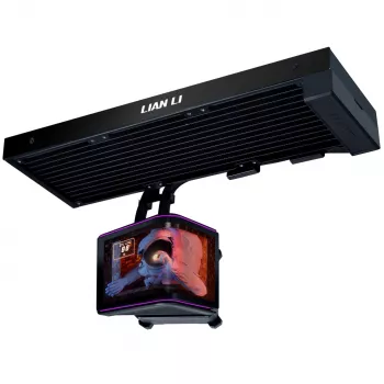 Lian Li HydroShift II OLED Curved 360 Fanless AiO vätskekylare för CPU, 360 mm, OLED-display – svart