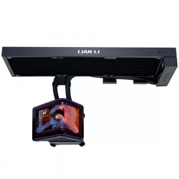Lian Li HydroShift II OLED Curved 360 Fanless AiO vätskekylare för CPU, 360 mm, OLED-display – svart