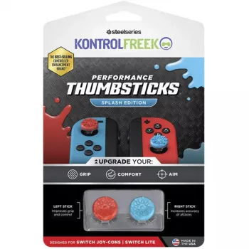 SteelSeries KontrolFreek Performance Thumbsticks Splash (röd/blå, 2 st, för Nintendo Switch Joy-Cons & Nintendo Switch Lite)
