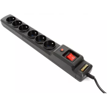 Accura Premium Crux överspänningsskyddat grenuttag 6 uttag 3,0 m svart