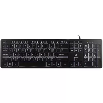 Accura Artesia ACC-K1408 bakgrundsbelyst trådbundet USB-membrantangentbord, fullstorlek QWERTY, flerfärgad LED, svart