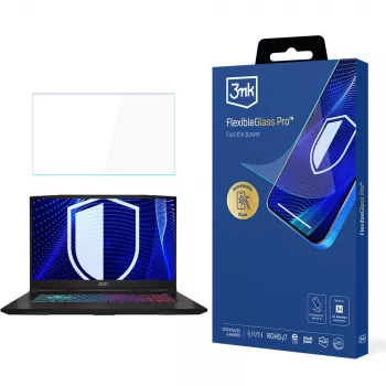 3MK PROTECTION FlexibleGlass Pro Skärmskyddsfilm för MSI Katana 17,3 inch Laptop (upp till 19) - 0,3 mm Hybridglas, 7H Hårdhet, Anti-fingeravtryck, bubbelfri