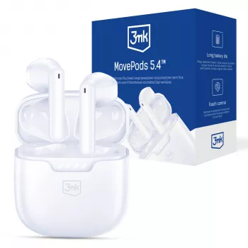 3MK PROTECTION 3mk Movepods 5.4 True Wireless Stereo-öronsnäckor med Bluetooth 5.3, ENC, IPX4, upp till 35 h batteri, USB-C
