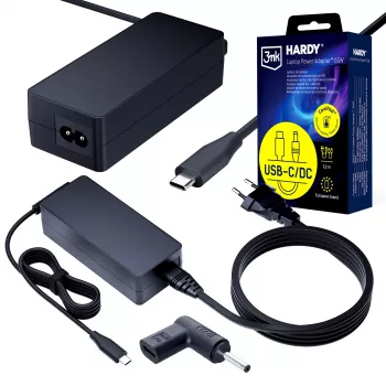 3MK PROTECTION 3mk HARDY laptopnätaggregat 65W för Acer/Asus/Samsung/Liteon 20V USB-C/DC 3,0x1,0mm