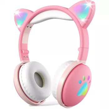 MOZOS KID DOG trådlösa barnhörlurar rosa