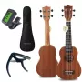 MOZOS GECKO sopranukuleleset – naturträ, 12 band, nylonsnören, inkl. gigbag, stämapparat, plektrum, rem, reservsträngar, rengöringsduk