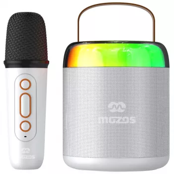 MOZOS MK vitt karaokemikrofon Bluetooth-högtalare