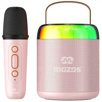 MOZOS MK rosa karaokemikrofon med Bluetooth-högtalare