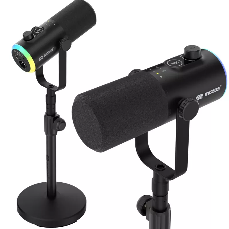 Mozos GM-ONE USB XLR RGB LED-mikrofon svart