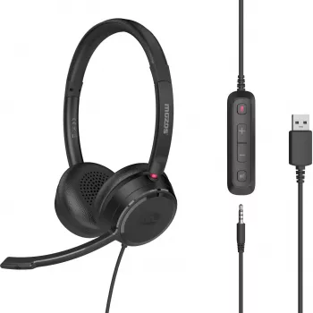 MOZOS KL201 USB-headset med mikrofon, on-ear, svart