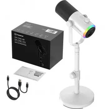 MOZOS GM-ONE vit dynamisk mikrofon USB XLR RGB LED