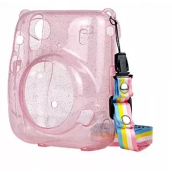 LOVEINSTANT skyddshölje för Fujifilm Instax Mini 11 - transparent pink med glitter