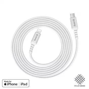 Crong Armor Link USB-C till Lightning Fast Charging MFi-kabel 150cm vit