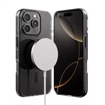 Crong Clear MAG Pro Case för iPhone 16 Pro MagSafe (svart)