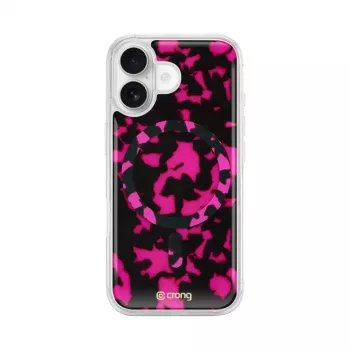 Crong Deluxe MAG Cover – baksidesöverdrag för Apple iPhone 17, MagSafe, Pink Tortoise