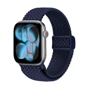 Crong Wave Band flätat tygarmband för Apple Watch 38/40/41/42 mm (navy blue)