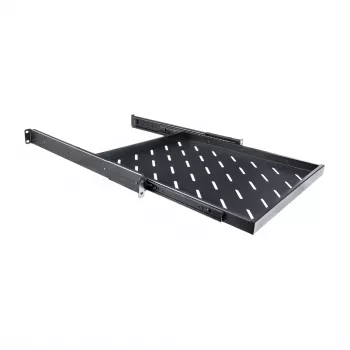 RACKTEL RL-P800W 1U 19 inch utdragbar hylla för 800 mm djupa skåp, 50 kg bärförmåga, svart