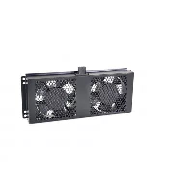 RACKTEL RL-WE602 1U 19 inch rackfläktpanel med 2 axialfläktar, 230V AC, svart