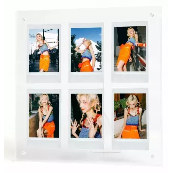 LOVEINSTANT stående bildram för 6 foton, kompatibel med Fujifilm Instax Mini / Xiaomi / Polaroid / Canon / HP / Kodak - zink / transparent