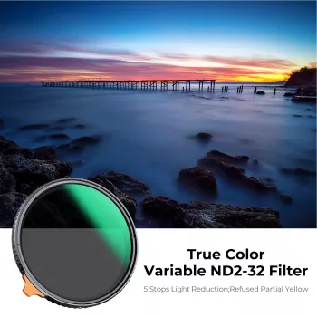K&F Concept variabelt ND-filter ND2-ND32 77mm True Color MRC Nano X