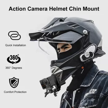 PULUZ hakfäste för motorcykelhjälm för GoPro Hero 12 11 Mini 10 9 8 7 6 5 4 3+ Max – PU927B