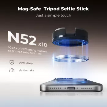 KF selfiestick stativ 162 cm magnetiskt MagSafe för smartphone med fjärrkontroll Kf09.139