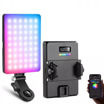 NEEWER VL67C RGB LED-videoljus 5W med mobilklämma och Bluetooth-appstyrning