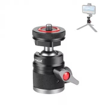 PULUZ mini-kulled 3D med 1/4-tums skruv och 2 kallskohållare, bärförmåga 3 kg, svart PU3075B