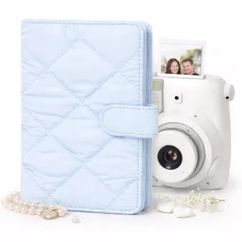 LOVEINSTANT fotoalbum för 108 foton kompatibelt med Fujifilm Instax Mini 12 40 11 9 8 7 Evo LiPlay Link, blå quilted