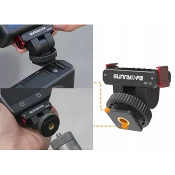 SUNNYLIFE magnetiskt snabbfäste med kallskokontakt och 1/4 tums gänga för DJI Osmo Action 5 Pro / 4 / 3 / 2 - svart