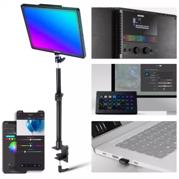 NEEWER GL1C RGB LED-videoljuspanel 48W med justerbart ljusstativ, CRI≥97, 2,4G fjärrkontroll och appstyrning för streaming och gaming